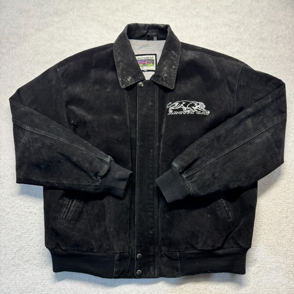 Vintage Arctic Cat Racing‎ Team Jacket Driver Leather Coat Men's Size XL